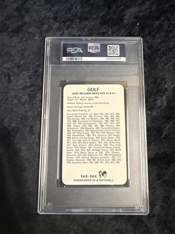 1987 Fax-Pax Jack Nicklaus PSA 9 view 2