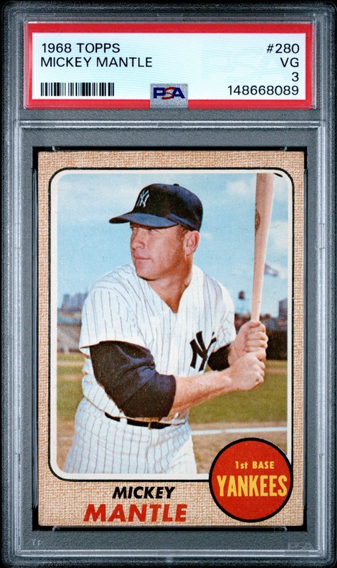1968 TOPPS #280 MICKEY MANTLE PSA 3