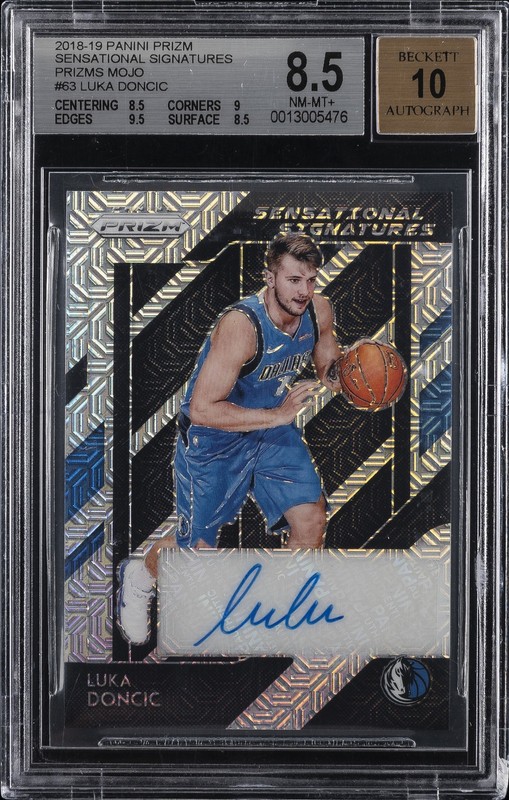 2018-19 PANINI PRIZM SENSATIONAL MOJO PRIZM LUKA DONCIC RC /25 BGS 8.5 AUTO 10
