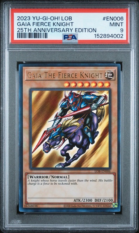 PSA 9 Yugioh Card 25th Anniversary LOB-EN006 GAIA THE FIERCE KNIGHT  MINT