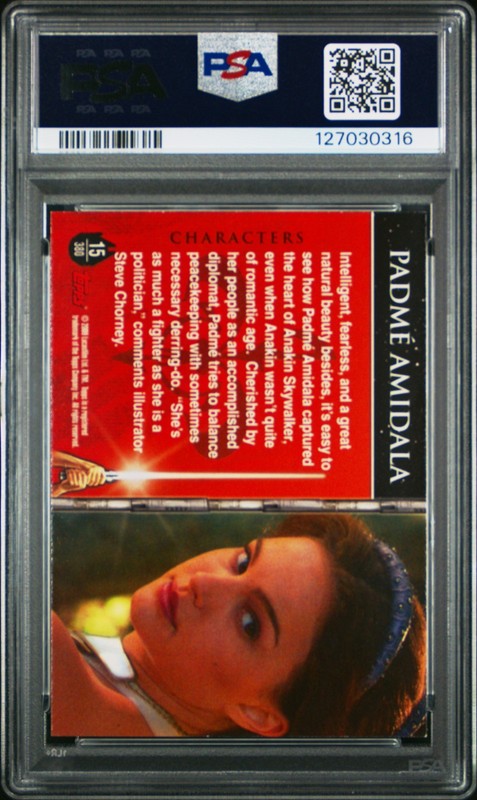 2009 TOPPS STAR WARS GALAXY SERIES #380 PADME AMIDALA PSA 8 view 2
