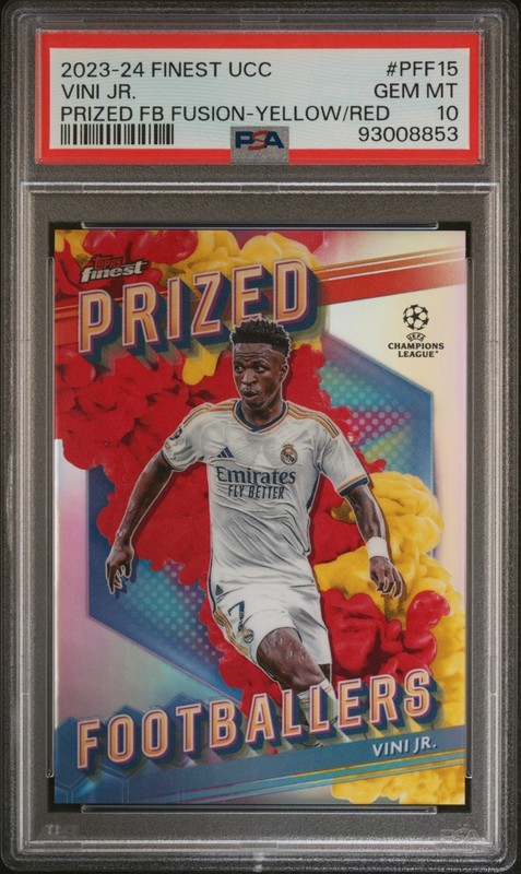 2023-24 Finest Vini Jr. Prized Footballers Fusion Yellow/Red #PFF-15 PSA 10