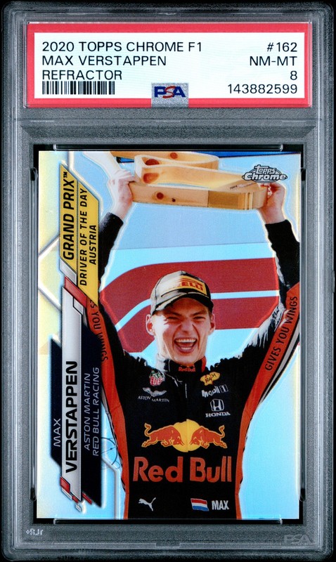 2020 TOPPS CHROME FORMULA 1 REFRACTOR #162 MAX VERSTAPPEN PSA 8
