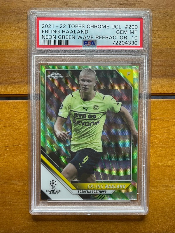 Topps Chrome Erling Haaland #39 Green Refractor /99 PSA 10 low pop...
