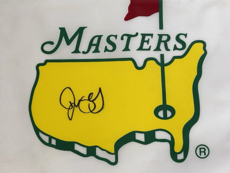 Rory Mcilroy signed Masters Flag 2025 2026 Masters golf champion psa dna loa view 2
