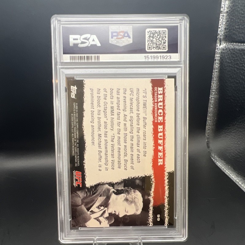 Topps UFC Round 1 2009 #99 Bruce Buffer Rookie Base Set PSA 9 MMA Card view 2