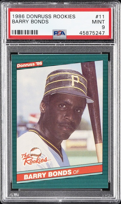 1986 DONRUSS ROOKIES #11 BARRY BONDS ROOKIE RC PSA 9