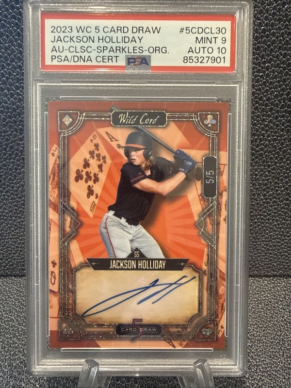 Jackson Holliday 2023 Wild Card 5 Autograph #5/5 PSA 9 - Auto 10 #Orioles 💪⚾️💥