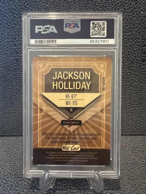 Jackson Holliday 2023 Wild Card 5 Autograph #5/5 PSA 9 - Auto 10 #Orioles 💪⚾️💥 view 2