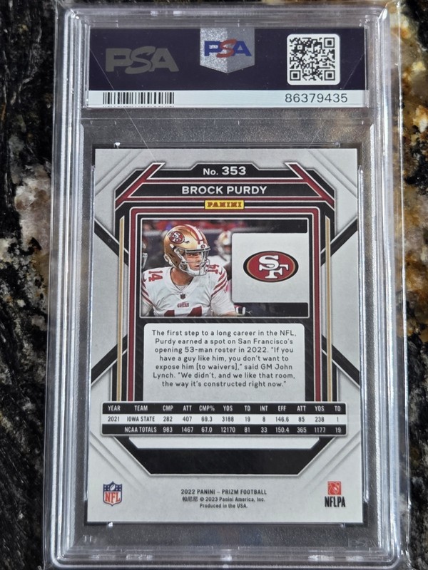 2022 Brock Purdy RC #353 Panini Prizm PSA 10 Gem Mint! view 2