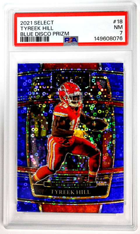 2021 Panini Select #18 Tyreek Hill /25 SSP Blue Disco Prizm PSA 7 Chiefs