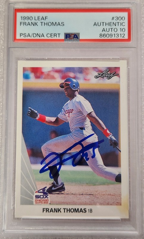 FRANK THOMAS #300 1990 Leaf Baseball RC PSA/DNA AUTO 10 WHITE SOX STAINED
