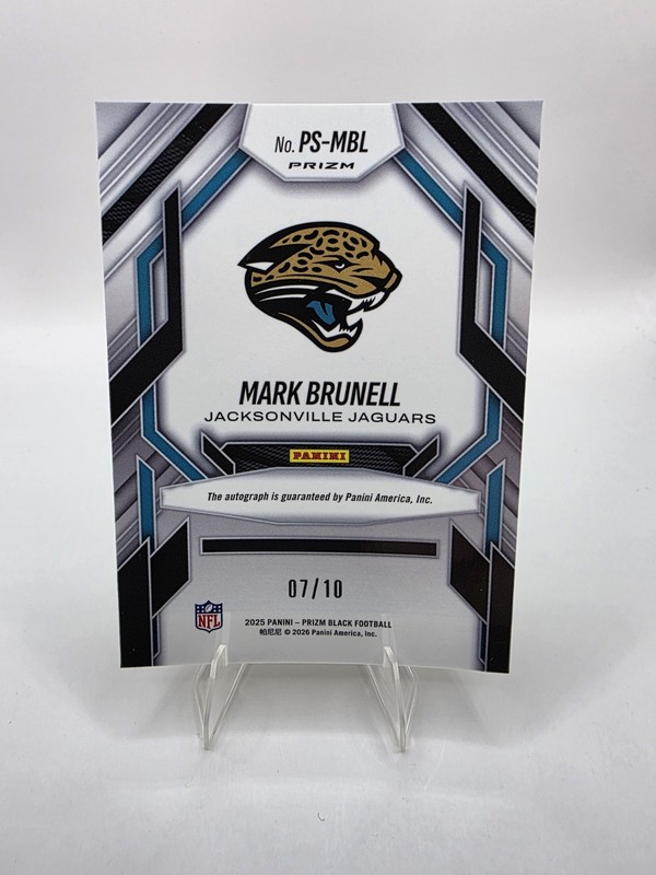 2025 Panini Prizm Black Mark Brunell Auto Gold 07/10 Prolific Signatures SSP view 2