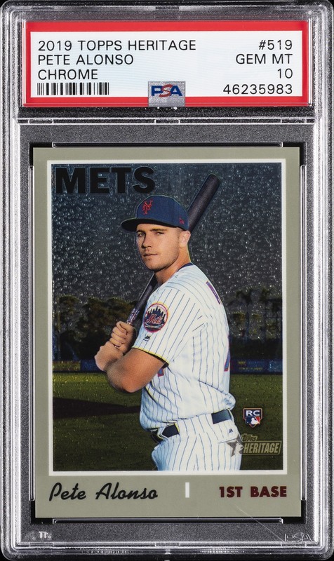 2019 TOPPS HERITAGE CHROME #519 PETE ALONSO ROOKIE RC 804/999 PSA 10