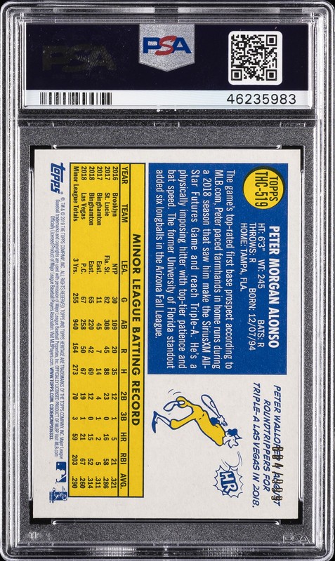 2019 TOPPS HERITAGE CHROME #519 PETE ALONSO ROOKIE RC 804/999 PSA 10 view 2