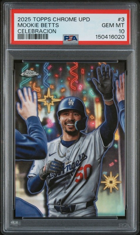 2025 Topps Chrome Update Series - Celebración SP Mookie Betts #CT-3 PSA 10