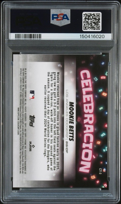 2025 Topps Chrome Update Series - Celebración SP Mookie Betts #CT-3 PSA 10 view 2