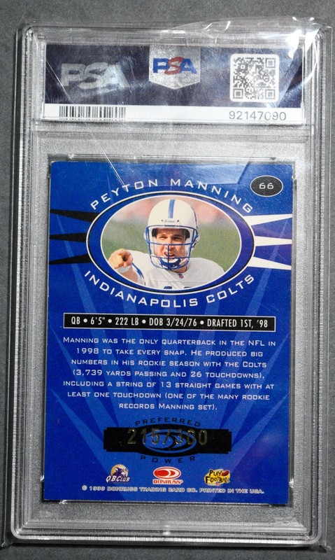 1999 Donruss Preferred #66 PEYTON MANNING Power /300 PSA 7 Colts view 2