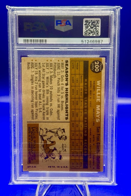 1960 Topps - Willie Mays #200 PSA 4 VG-EX view 2