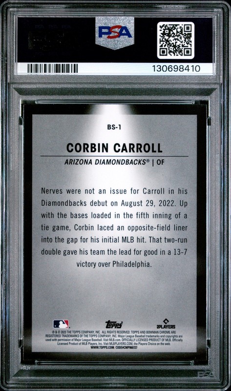 2023 BOWMAN SPOTLIGHTS #BS1 CORBIN CARROLL PSA 10 view 2
