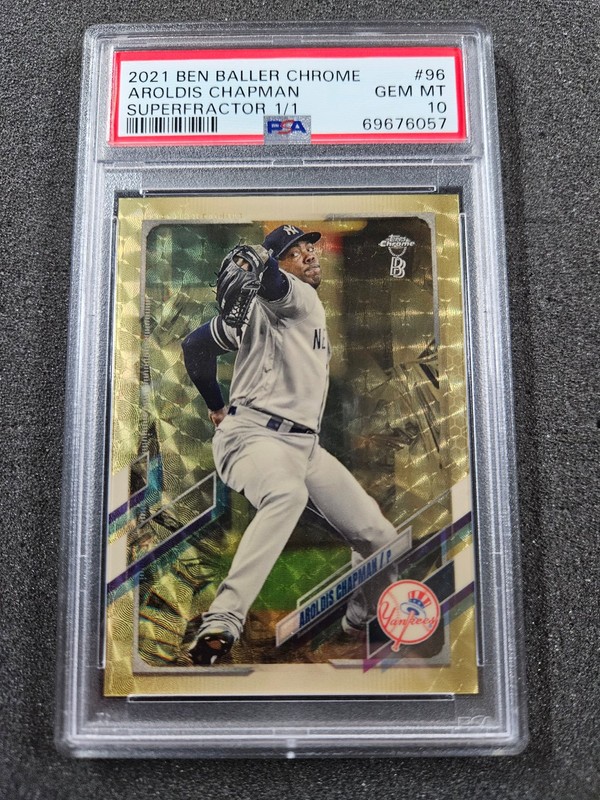 🌟 2021 Topps Chrome Ben Baller #96 Aroldis Chapman Gold SUPERFRACTOR #1/1
