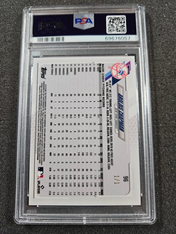 🌟 2021 Topps Chrome Ben Baller #96 Aroldis Chapman Gold SUPERFRACTOR #1/1 view 2