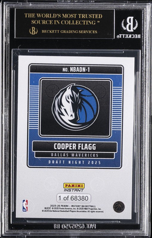 2025-26 PANINI INSTANT DRAFT NIGHT #NBADN1 COOPER FLAGG BGS 10 BLACK LABEL view 2