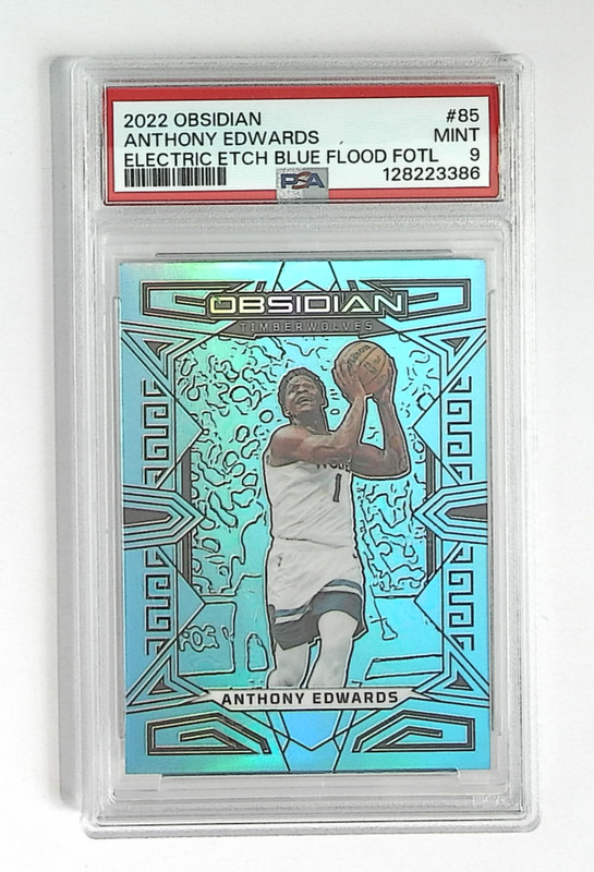2022 PANINI OBSIDIAN ELECTRIC ETCH BLUE FLOOD FOTL ANTHONY EDWARDS 14/16 PSA 9