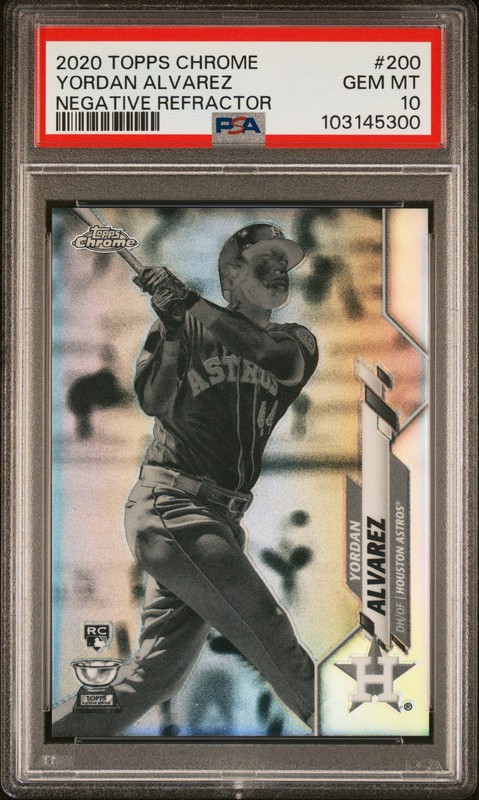 2020 TOPPS CHROME NEGATIVE REFRACTOR #200 YORDAN ALVAREZ ROOKIE RC PSA 10