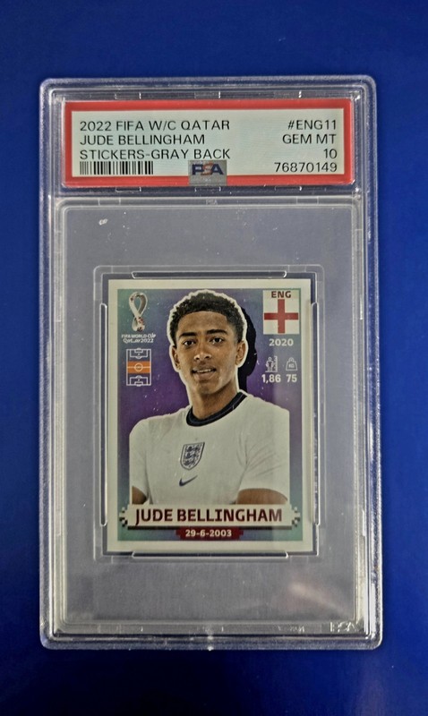 Panini 2022 FIFA World Cup Qatar Jude Bellingham  11-GRAY BACK/ Sticker PSA 10