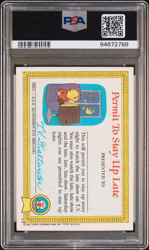1985 Garbage Pail Kids Series 1 OS1 Nasty Nick #1a Glossy PSA 6 view 2