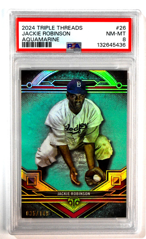 2024 Topps Triple Threads #26 Jackie Robinson Aquamarine /149 PSA 8