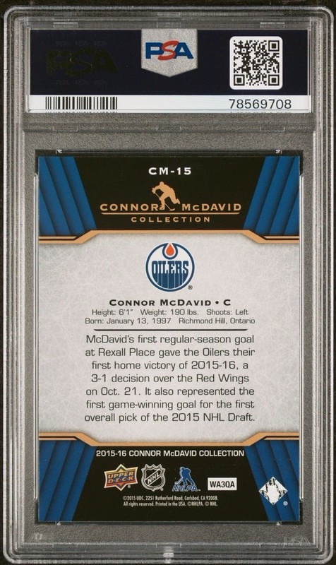 Connor Mcdavid 2015 Upper Deck #CM-15 Rookie Card PSA 10 view 2
