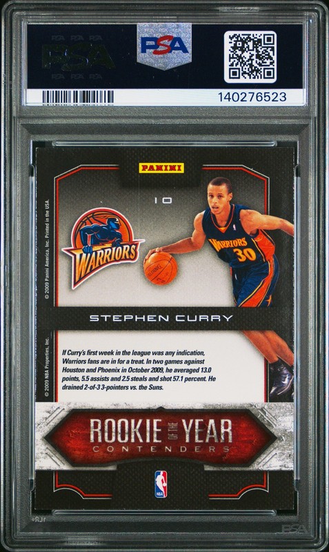 2009 PLAYOFF CONTENDERS ROOKIE OF THE YEAR CONTENDERS #10 STEPHEN CURRY PSA 7 view 2