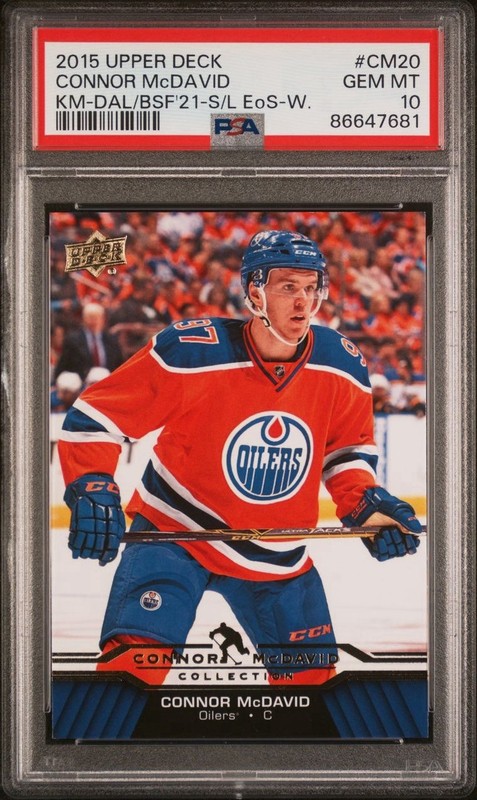 Connor Mcdavid 2015 Upper Deck #CM-20 Rookie Card PSA 10 -note odd Label