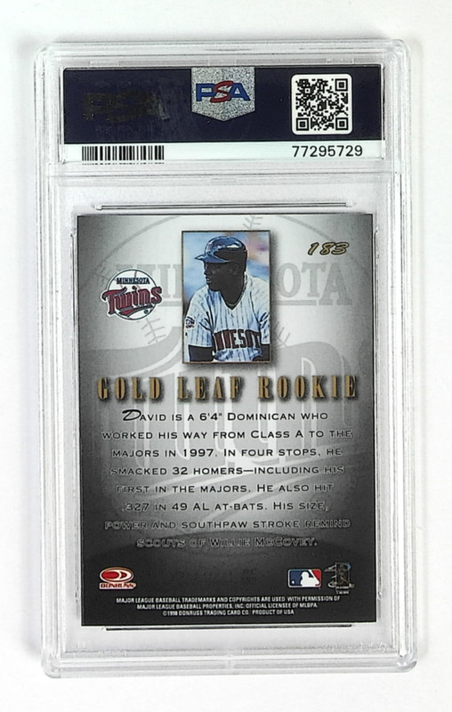 David Ortiz 1998 Donruss Collections #382 Leaf PRIZED Collection RC PSA 8 POP 2 view 2