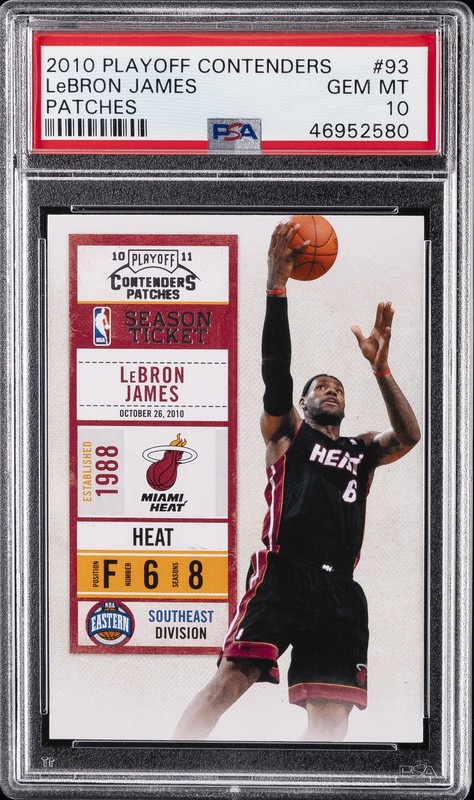 2010 PLAYOFF CONTENDERS PATCHES #93 LEBRON JAMES PSA 10 AUTO