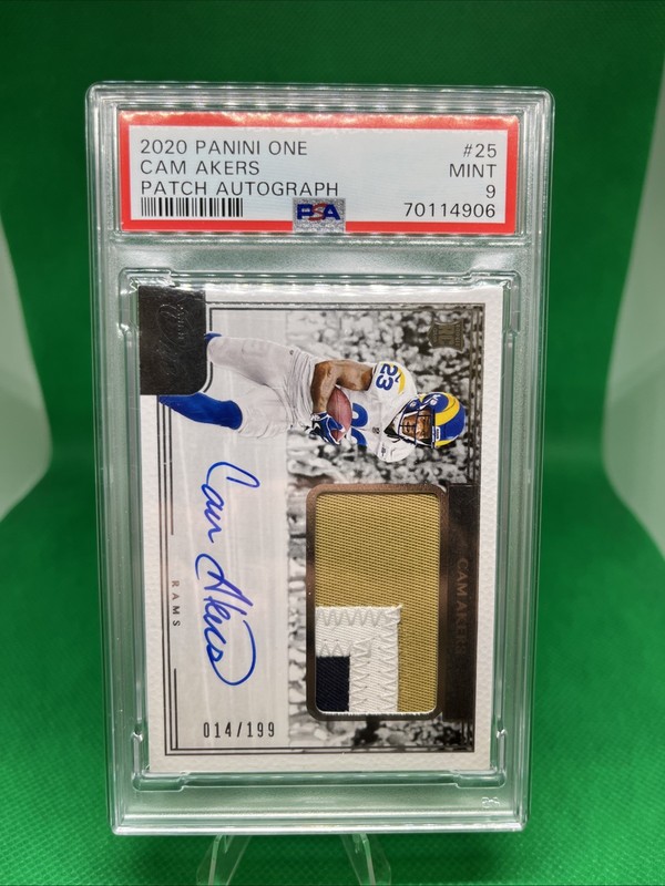 2020 Panini One Cam Akers RC #/199 Rookie Patch AUTO PSA 9 Los Angeles Rams #25