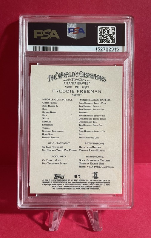 2011 Topps Allen & Ginter Base Card #198 FREDDIE FREEMAN PSA 9 - Free Shipping view 2