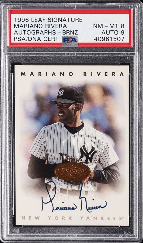 1996 LEAF SIGNATURE AUTOS BRONZE MARIANO RIVERA PSA 8 AUTO 9