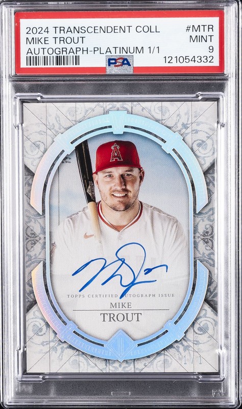 2024 TOPPS TRANSCENDENT COLLECTION PLATINUM AUTO MIKE TROUT 1/1 PSA 9