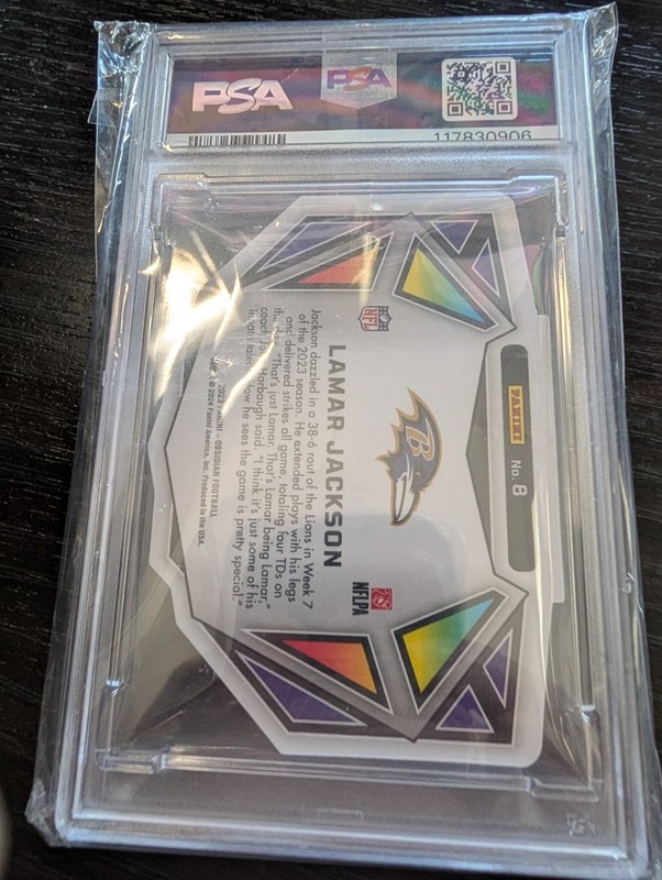 2023 Obsidian Lamar Jackson Vitreous Die-Cut Prizm  No. 8 PSA 10 GEM Mint 💎 view 2