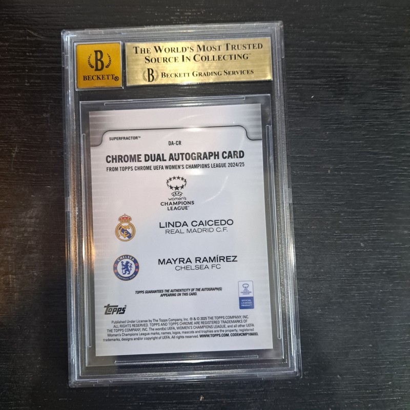 2024-25 Chrome UEFA Linda Caicedo /Mayra Ramirez Auto 1/1 Superfractor  BGS 9.5 view 2