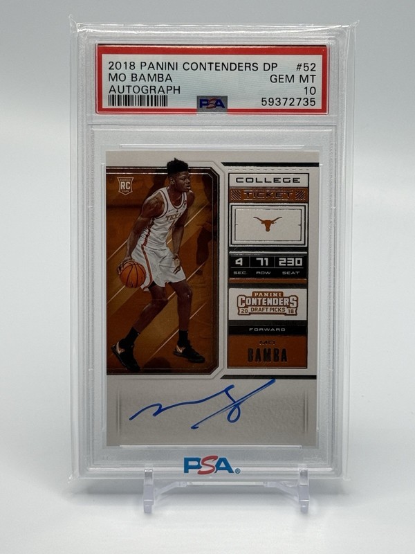 2018 Contenders Draft Picks MO BAMBA College Ticket Rookie AUTO - PSA 10 - TEXAS