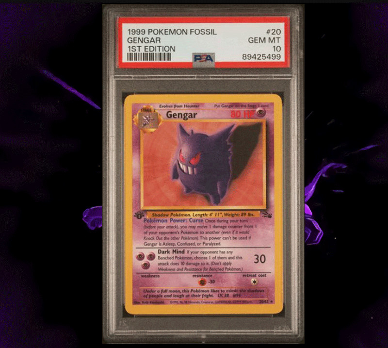 Pokémon Gengar 1st Edition Fossil Holo Rare 5/62 1999 English TCG Card PSA 10