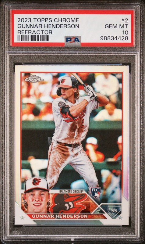 2023 TOPPS CHROME REFRACTOR #2 GUNNAR HENDERSON ROOKIE RC PSA 10 view 1