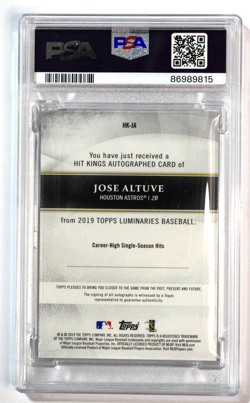 2019 Topps Luminaries Jose Altuve Hit Kings Autographs /15 On Card Auto PSA 9 view 2
