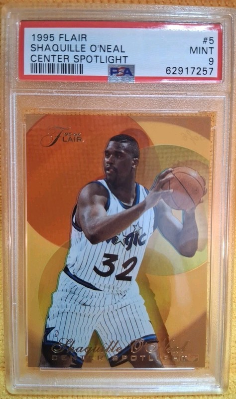 PSA 9 1995 Flair #5 Shaquille O'Neal Center Spotlight Graded SHAQ