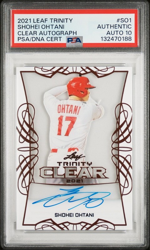 2021 LEAF TRINITY CLEAR AUTO #SO1 SHOHEI OHTANI PSA AUTHENTIC AUTO 10