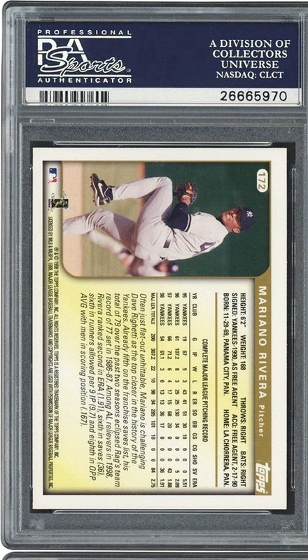 1999 Topps Mariano Rivera #172 PSA 10 💎 New York Yankees Hall Of Fame view 2